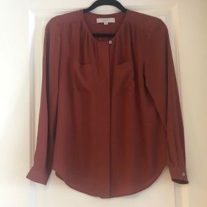 Loft button up long sleeve top